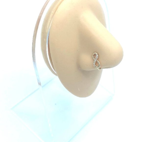 CZ Infinity Sign 24 KT Gold Plated Nose Cuff Fake Nose Rings No Piercing Jewelry - Picture 2 of 5